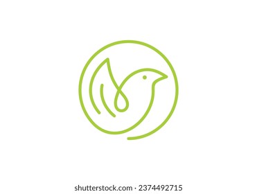 diseño de línea de diseño de logotipo de hoja de pájaro estilo de ilustración vectorial