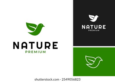 Vogel-und Blatt-Logo-Design für Natur Vorlage Vektorgrafik Idee