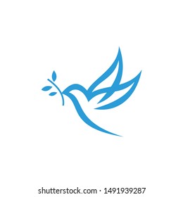 Bird With Leaf Logo Template