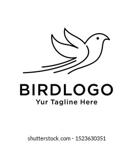 bird leaf logo vector icon template download line art outline