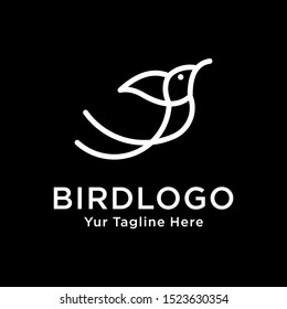 bird leaf logo vector icon template download line art outline