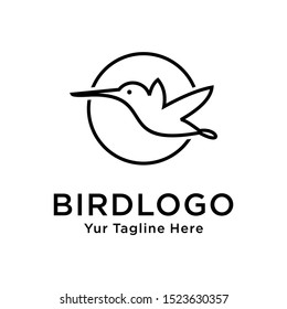 bird leaf logo vector icon template download line art outline
