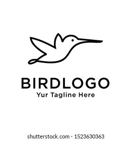 bird leaf logo vector icon template download line art outline