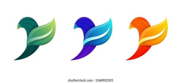 bird leaf logo vector icon template