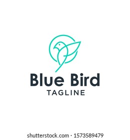 bird leaf logo vector icon template download line art outline
