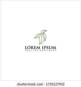 bird leaf logo vector icon template download monoline color line art outline