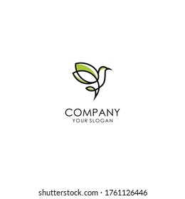 bird leaf logo vector icon template download monoline color line art outline