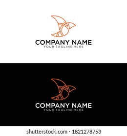 bird leaf logo vector icon template download monoline color line art outline