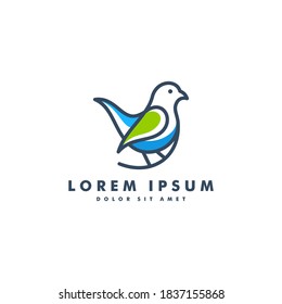 bird leaf logo vector icon template download mono line color line art outline