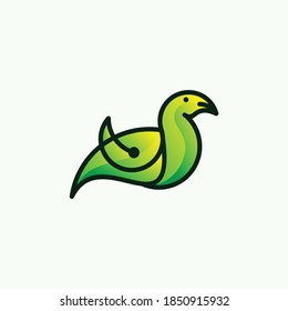 bird leaf logo vector icon template download line art outline