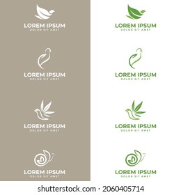 plantilla de icono vectorial del logotipo de hoja de pájaro. adecuado para el logotipo de la empresa, impresión, digital, icono, aplicaciones y otros fines de marketing. conjunto de logotipos de pájaro