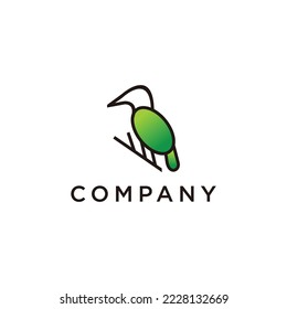 bird leaf logo vector icon template color line art outline