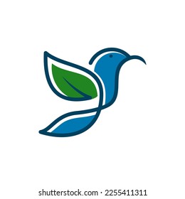 logo de la hoja de pájaro vectores icono línea de descarga
