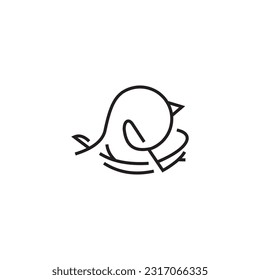 bird leaf logo vector icon template download monoline