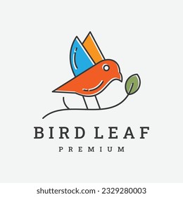 bird leaf logo vector icon template  monoline line art outline