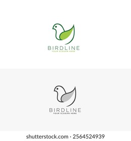 bird leaf logo vector icon template download monoline color line art outline