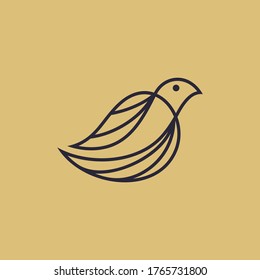 Bird leaf luxury logo with minimalist outline style