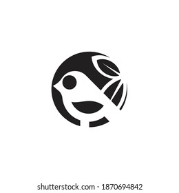 Vogel Blatt moderne Logo Design. Vogel-Logo auf weißem Hintergrund, Vektorgrafik-Vorlage