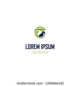 Bird With Leaf Naturally Logo Design