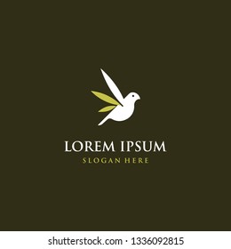 Bird With Leaf Naturally Logo Design