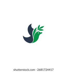 Logotipo de naturaleza de pájaro y hoja