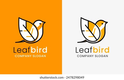 Bird leaf, tree bird, bird icon, leaf icon, minimalist logo design sample greed idea