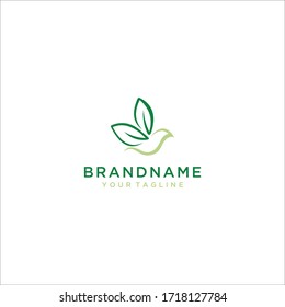 bird leaf vector logo design template