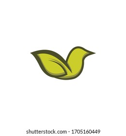 Bird and leaves logo design vector