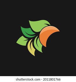 Bird Leaves Logo design vector illustration