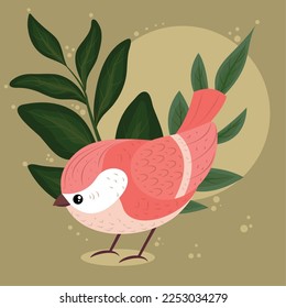 bird with leaves vector design