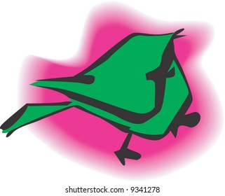 bird with legs erect	