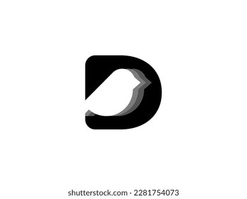 Bird With Letter D. Vector logo. Icon illustration.