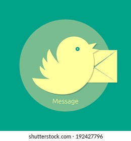 Bird letter message in retro style