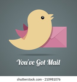 Bird with letter for your social or marketing project. Vector illustration.