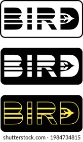 BIRD lettering vector logo, with three kinds of background and font color