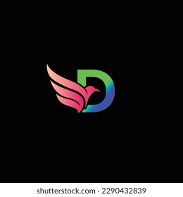 Pájaro con diseño de logotipo de letras vector 