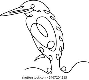 Bird line art, Continuous line, On a white background