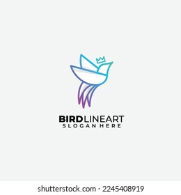 bird line art design gradient color template