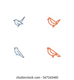 Bird Line Art Icon Logo Vector Set Element