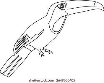 Bird line art illustration with a charming style, suitable for children’s educational content and printable craft worksheets.