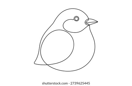 Bird line art illustration resting in artistic graphic space with continuous stroke styles