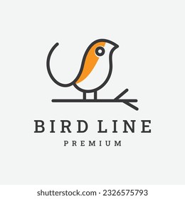 Bird Line Art Illustration Vector Logo.