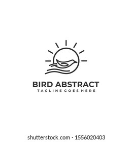 Bird Line Art With Leaf Design concept Illustration Vector Template, Suitable for Creative Industry, Multimedia, entertainment, Educations, Shop, and any related business