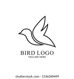 bird with line art logo design vector