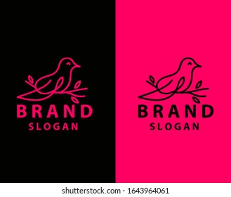 Bird line art logo design template