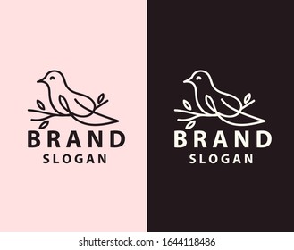 Bird line art logo design template