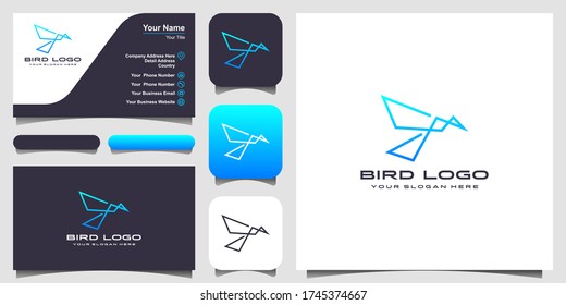 bird line art logo design template. logo design, icon and business card