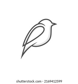 Bird line art logo design template