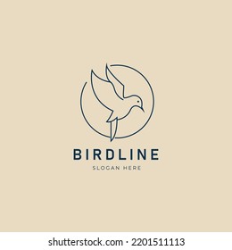 bird line art logo, icon and symbol, with emblem vector illustration design
