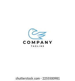 Bird line art logo icon design template